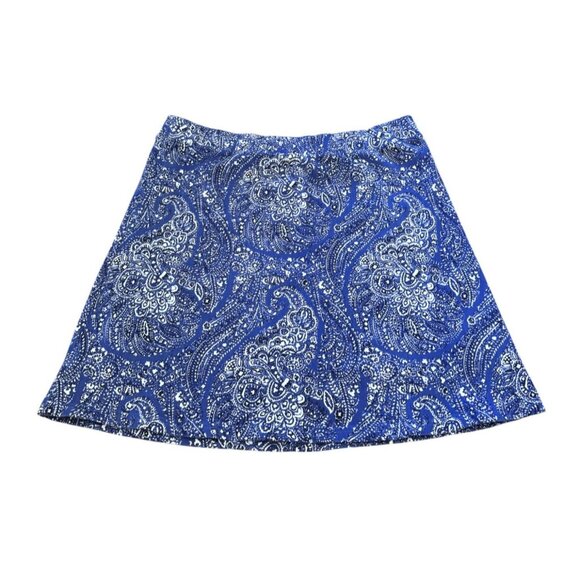 Isaac Mizrahi Live! Womens Blue and White Paisley Print Skort - Picture 2 of 14